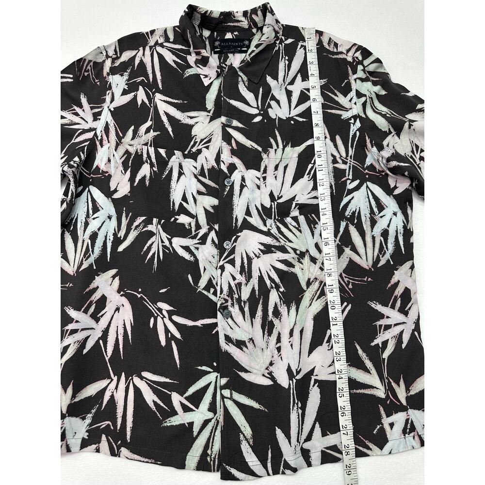AllSaints Bambusa Bamboo Print EcoVero Relaxed Fit Short Sleeve Button Down L - Picture 7 of 10
